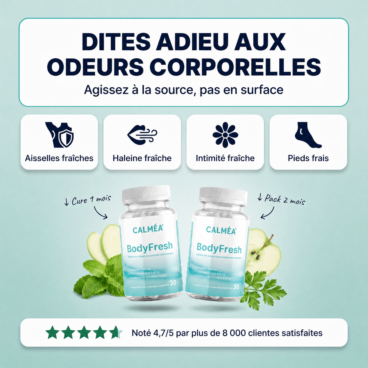 BodyFresh - Les capsules de chlorophylle éliminent les odeurs corporelles
